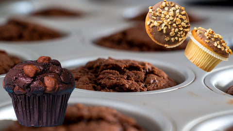 Muffins cacao-noisettes sans sucre raffiné